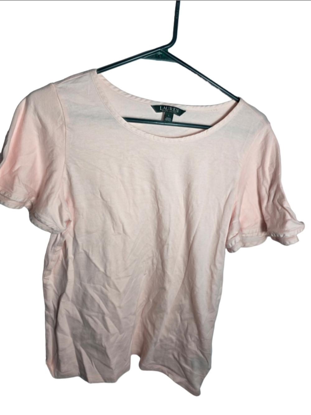 Women's Lauren Ralph Lauren Short Sleeve Tee, Size L, Pink casual preppy chic